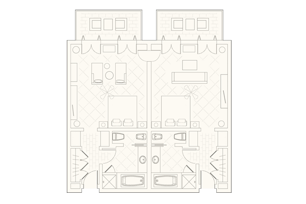 Interconnecting Studio Suites with Sea View Layout