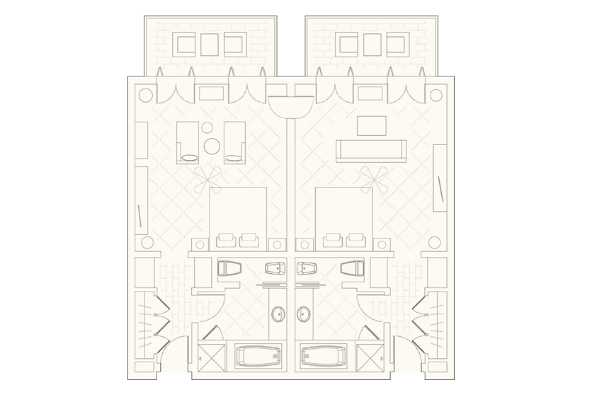 Connecting Studio Suites with Sea View Layout