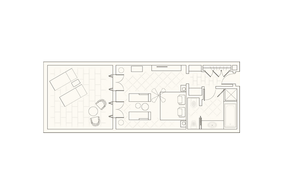 Studio Suite With Extended Terrace And Sea View Layout